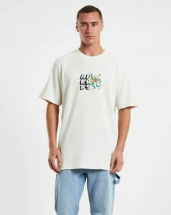 Afends Flowerbed Recycled Waffle Retro Fit T-Shirt In White