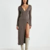 Mara Wrap Knit Midi Dress Mocha 1 Mara Wrap Knit Midi Dress Mocha -Insight Shop 1 73152