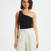 Luxe Knitted One Shoulder Top In Black -Insight Shop 1 73454