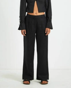 Jemimah Linen Trouser In Black