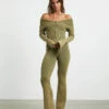 Angelique Zip Front Acid Rib Cardigan In Khaki Green -Insight Shop 1 73940