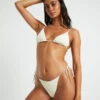 Rib Skinny Strap Triangle Bikini Top In Almond White -Insight Shop 1 74996