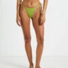 Rib Skinny Strap Tie Side Bikini Bottoms In Citrus Green -Insight Shop 1 75093