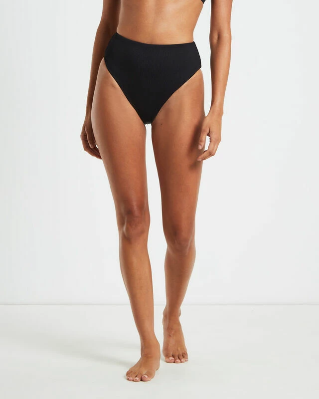 Rib High Waisted Bottoms In Black 3 Rib High Waisted Bottoms In Black