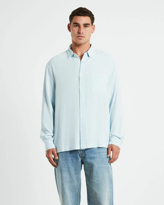 Harrison Linen Long Sleeve Shirt In Sky Blue 3 Harrison Linen Long Sleeve Shirt In Sky Blue