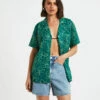 Lola Short Sleeve Relaxed Shirt In Floral Green 1 Lola Short Sleeve Relaxed Shirt In Floral Green -Insight Shop 1 75414
