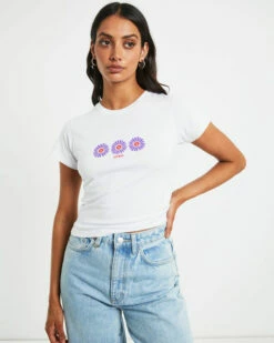 Afends Daisy Recycled Baby Tee In White