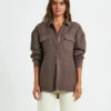Posey Oversized Waffle Shirt Mocha 1 Posey Oversized Waffle Shirt Mocha -Insight Shop 1 76421