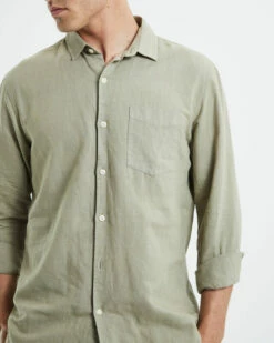 Grover Long Sleeve Linen Shirt Moss -Insight Shop 11 57814