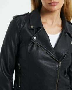 Stella Leather Look Biker Jacket Black -Insight Shop 11 58840