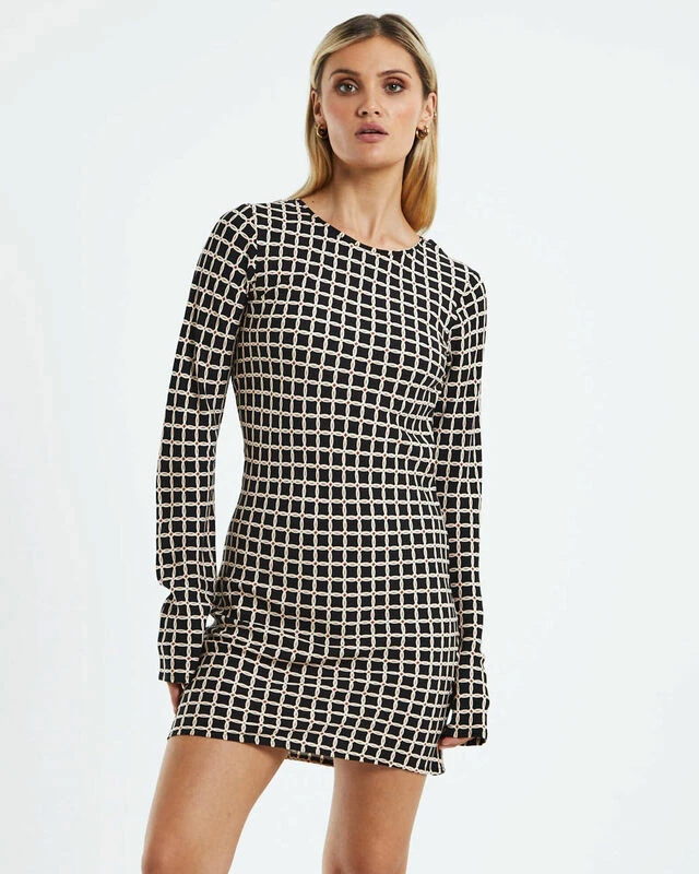 Elsa Long Sleeve Bias Cut Mini Dress Assorted 4 Elsa Long Sleeve Bias Cut Mini Dress Assorted - Image 2