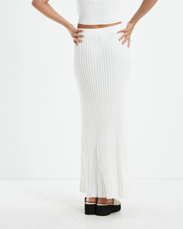 Bonnie Rib Knit Maxi Skirt White 4 Bonnie Rib Knit Maxi Skirt White - Image 2