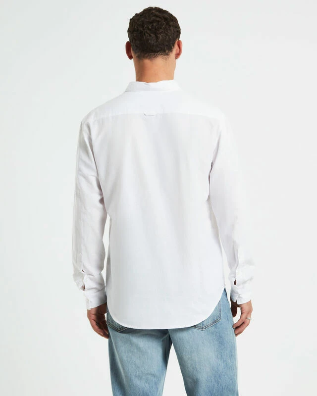 Grover Long Sleeve Linen Shirt White 4 Grover Long Sleeve Linen Shirt White - Image 2