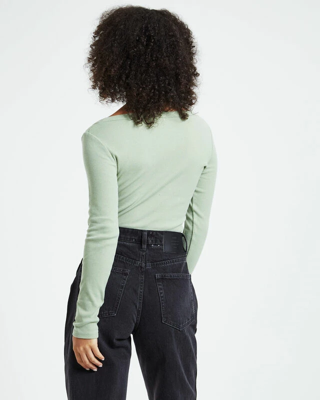 Deep V-Neck Long Sleeve Top Dusty Sage Green 4 Deep V-Neck Long Sleeve Top Dusty Sage Green - Image 2