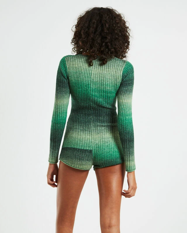 Zia Ombre Gradient Long Sleeve Knit Romper Green 4 Zia Ombre Gradient Long Sleeve Knit Romper Green - Image 2
