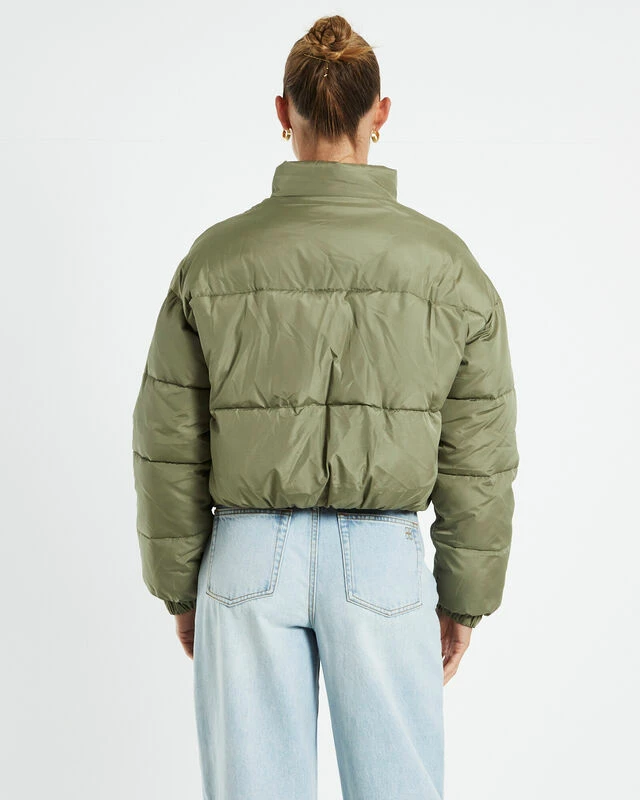 Casey Cropped Puffer Jacket Sage Green 4 Casey Cropped Puffer Jacket Sage Green - Image 2