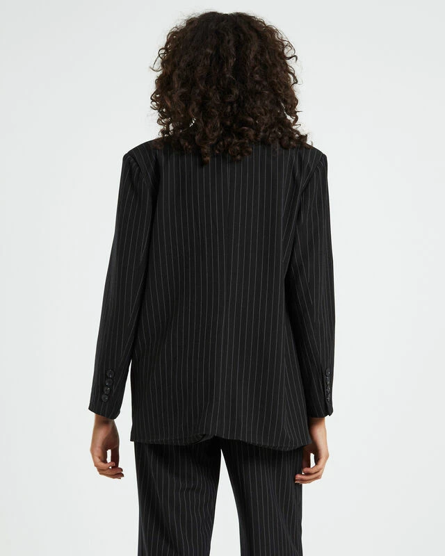 Addison Pinstripe Boxy Blazer Black 4 Addison Pinstripe Boxy Blazer Black - Image 2