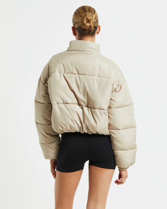 Casey Cropped Puffer Jacket Camel Beige 4 Casey Cropped Puffer Jacket Camel Beige - Image 2