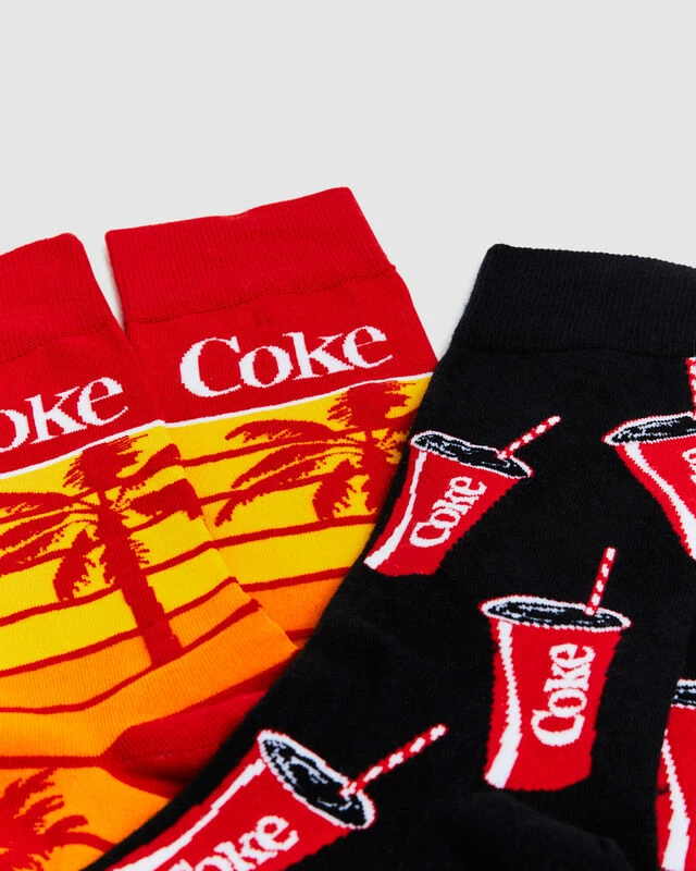 Coke Summer Sip Socks 2 Pack Assorted 4 Coke Summer Sip Socks 2 Pack Assorted - Image 2