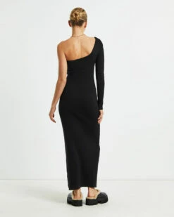 Monty One Shoulder Knit Dress Black -Insight Shop 2 27248