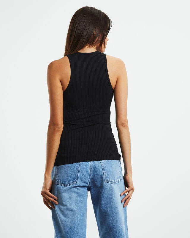 Luxe Rib Tank Top Black 4 Luxe Rib Tank Top Black - Image 2