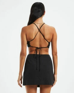 Sabrina Pinstripe Cut Out Dress Black -Insight Shop 2 28973