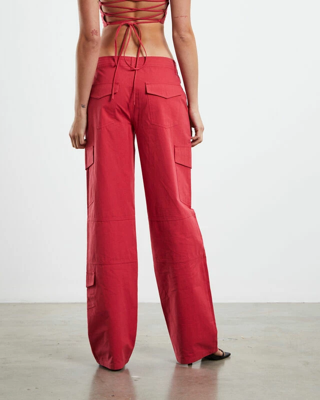 Amity Low Rise Cargo Pants Red 4 Amity Low Rise Cargo Pants Red - Image 2