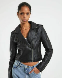 Stella Leather Look Biker Jacket Black -Insight Shop 2 30500