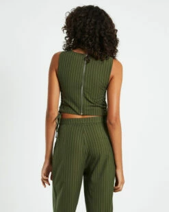 Addison Pinstripe Tie Side Corset Top Green 9 Addison Pinstripe Tie Side Corset Top Green -Insight Shop 2 37768