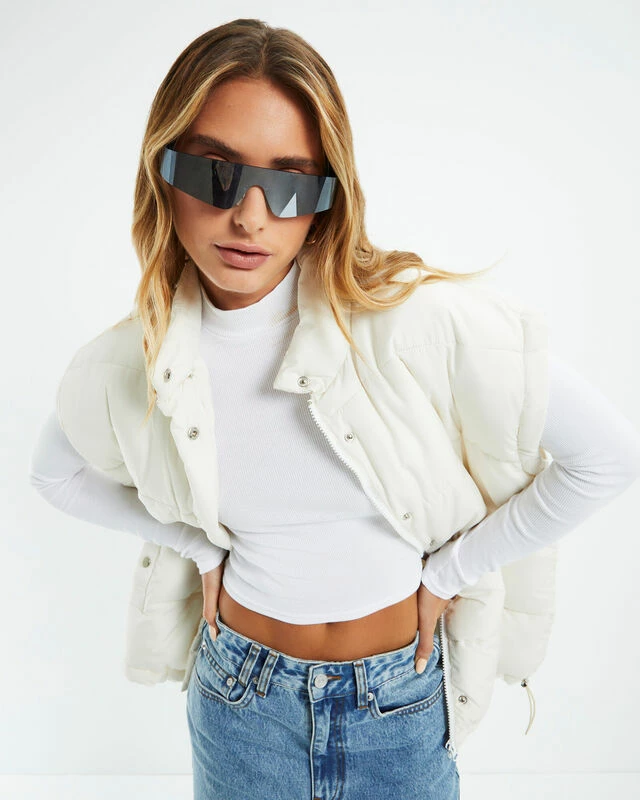 Ribbed Long Sleeve Crop Skivvy White 4 Ribbed Long Sleeve Crop Skivvy White - Image 2