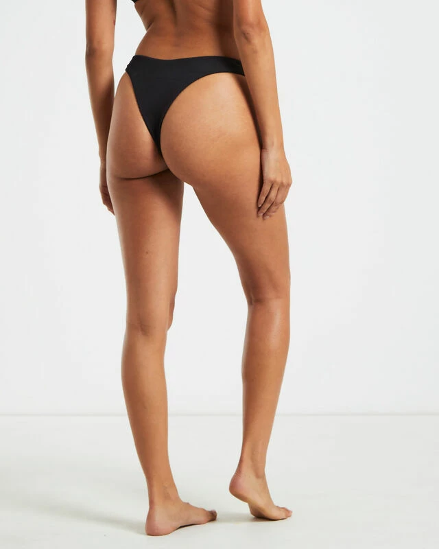 Rib Cheeky Cut Bikini Bottoms In Black 4 Rib Cheeky Cut Bikini Bottoms In Black - Image 2