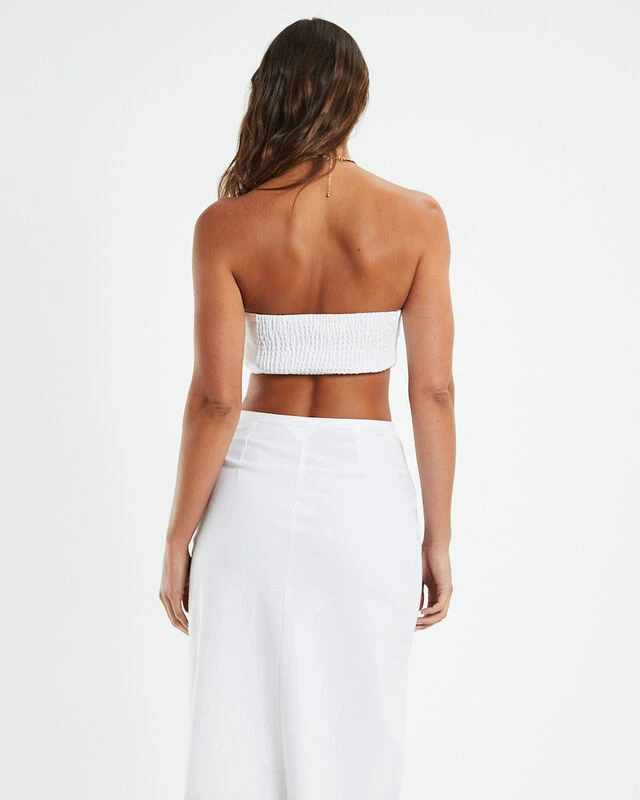 Mya Ruched Bandeau White 4 Mya Ruched Bandeau White - Image 2