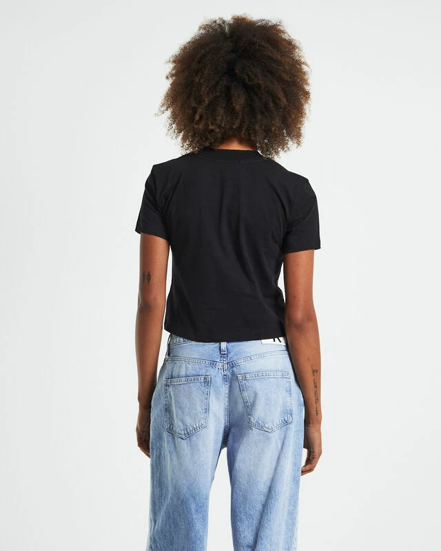 Calvin Klein CK Address Logo Short Sleeve Baby Tee Black 4 Calvin Klein CK Address Logo Short Sleeve Baby Tee Black - Image 2