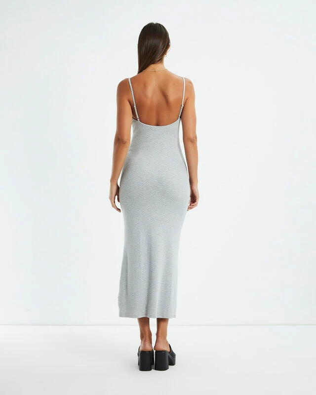 Polly Slinky Slip Dress Grey Marle 4 Polly Slinky Slip Dress Grey Marle - Image 2