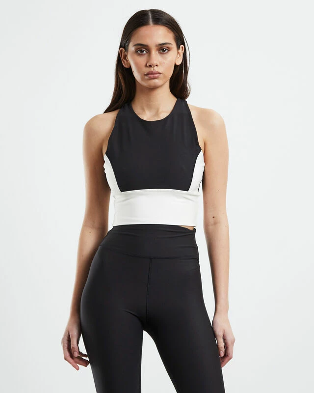 Colourblock Racerback Tank Top Black/White 4 Colourblock Racerback Tank Top Black/White - Image 2
