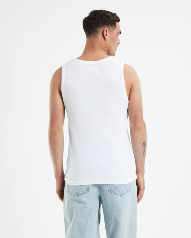 Rib Singlet White 4 Rib Singlet White - Image 2
