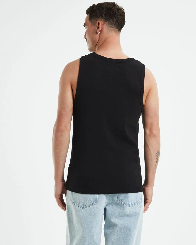 Rib Singlet Black 4 Rib Singlet Black - Image 2