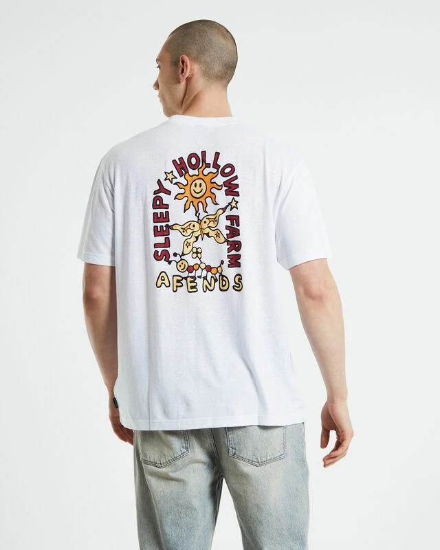 Afends Caterpillar Hemp Retro Short Sleeve T-Shirt White 4 Afends Caterpillar Hemp Retro Short Sleeve T-Shirt White - Image 2