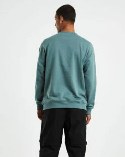 Columbia Logo Long Sleeve Fleece Crewneck Jumper Metal Green -Insight Shop 2 49437