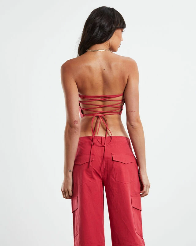 Amity Lace Back Corset Red 4 Amity Lace Back Corset Red - Image 2