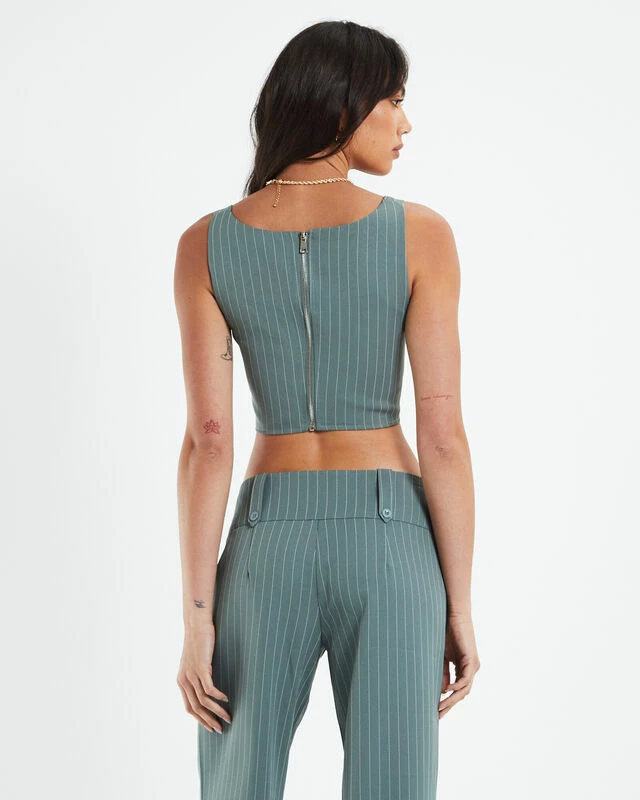 Kristen Dipped Hem Square Neck Corset Top Green 4 Kristen Dipped Hem Square Neck Corset Top Green - Image 2