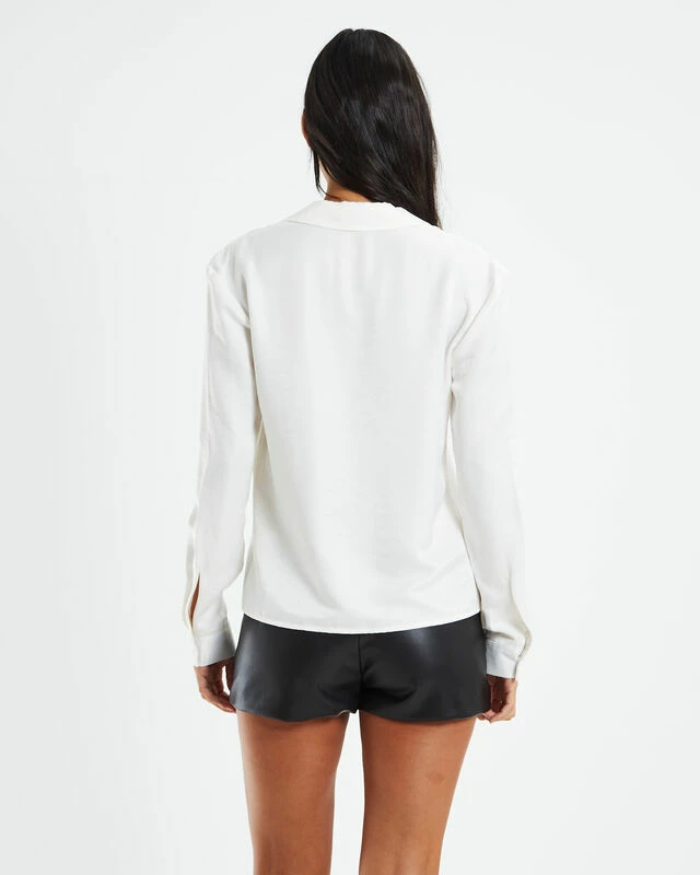 Esme Silky Longline Shirt Ivory 4 Esme Silky Longline Shirt Ivory - Image 2