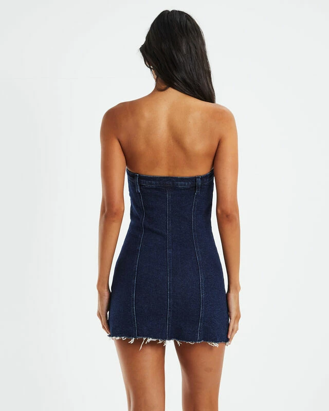 Insight Marella Corset Denim Tube Dress Blue 4 Insight Marella Corset Denim Tube Dress Blue - Image 2