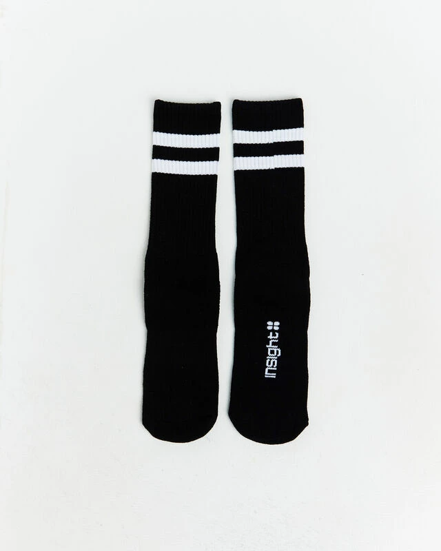 Insight Core Stripe Crew Socks 2 Pack White/Black 4 Insight Core Stripe Crew Socks 2 Pack White/Black - Image 2