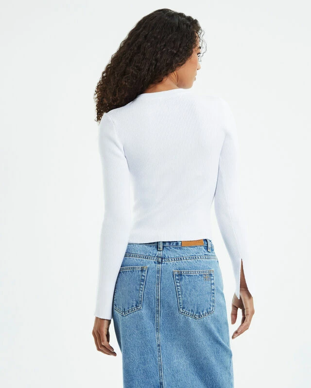 Luxe Knitted Long Sleeve White 4 Luxe Knitted Long Sleeve White - Image 2