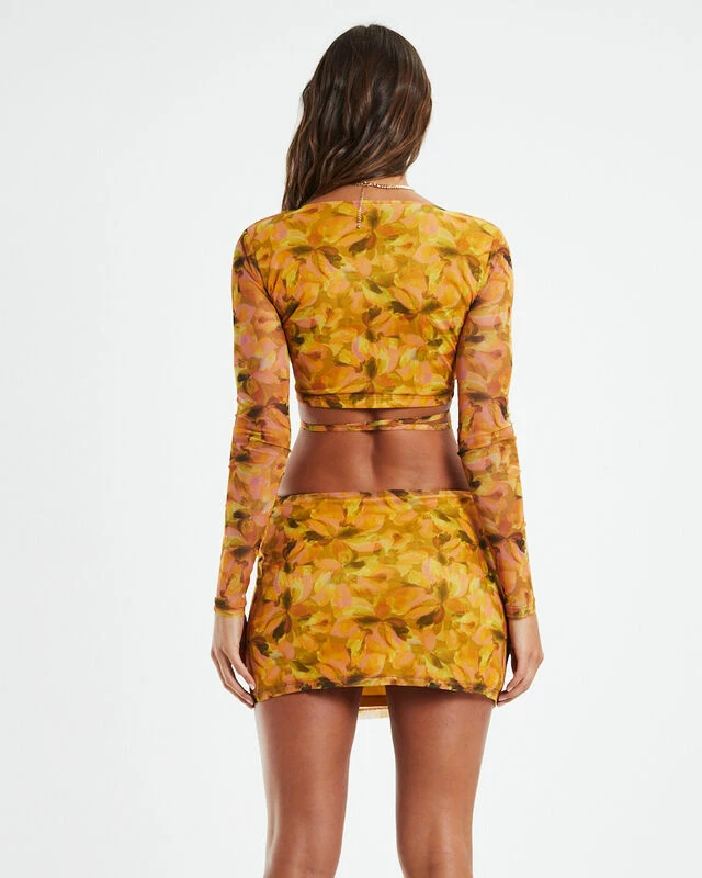 Cartia Mesh Wrap Top Orange 4 Cartia Mesh Wrap Top Orange - Image 2