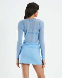 Megan Mesh Corset Long Sleeve Shirt Blue 9 Megan Mesh Corset Long Sleeve Shirt Blue -Insight Shop 2 57369