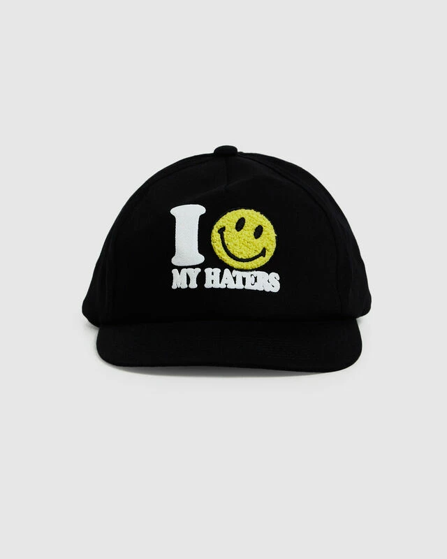 MARKET Smiley Haters 5 Panel Hat Vintage Black 4 MARKET Smiley Haters 5 Panel Hat Vintage Black - Image 2