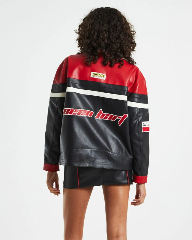 Koko Oversized Moto Jacket Black/Red 4 Koko Oversized Moto Jacket Black/Red - Image 2