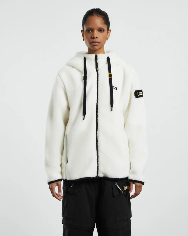 National Geographic Costoni Fleece Hoodie Zip-Up Jacket Sugar Swizzle Ivory 4 National Geographic Costoni Fleece Hoodie Zip-Up Jacket Sugar Swizzle Ivory - Image 2